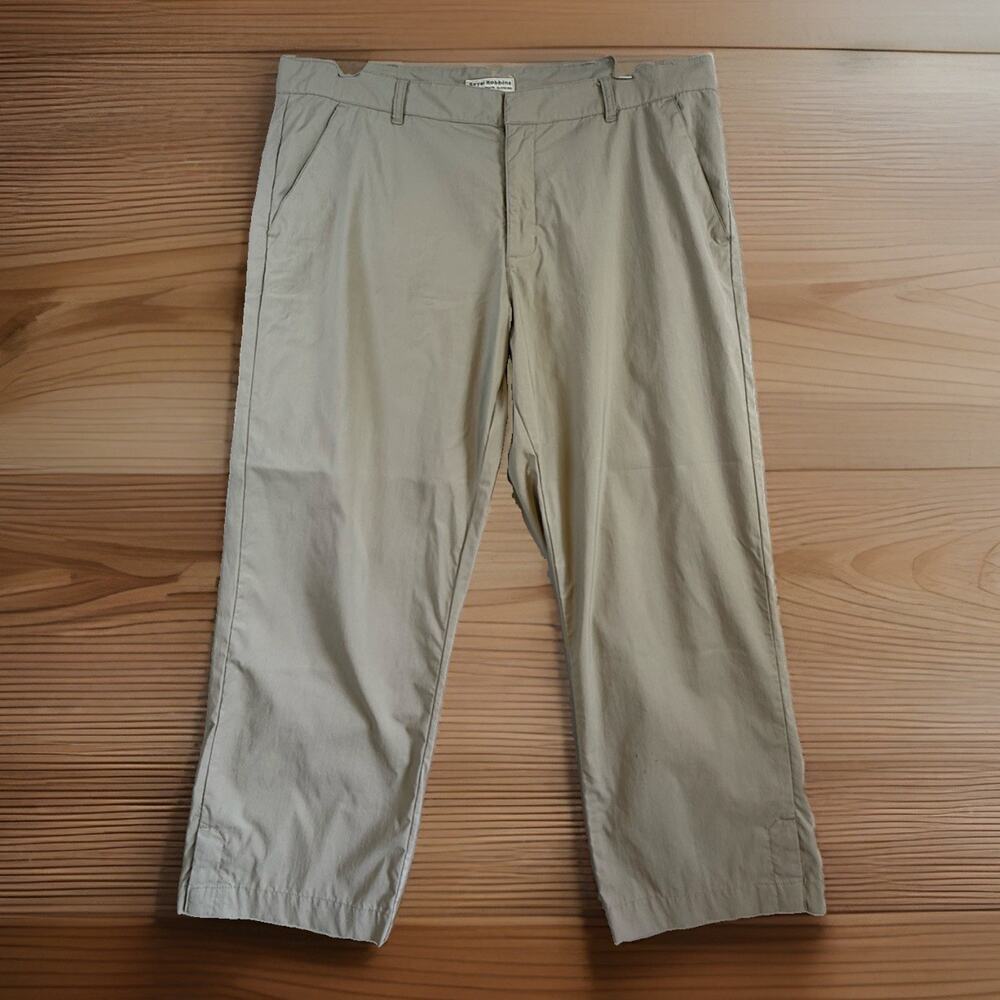 Royal Robbins Womens 14 Khaki Nylon Stretch Crop Capri Hiking Travel Pants Beige